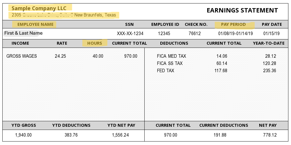 sample paystub
